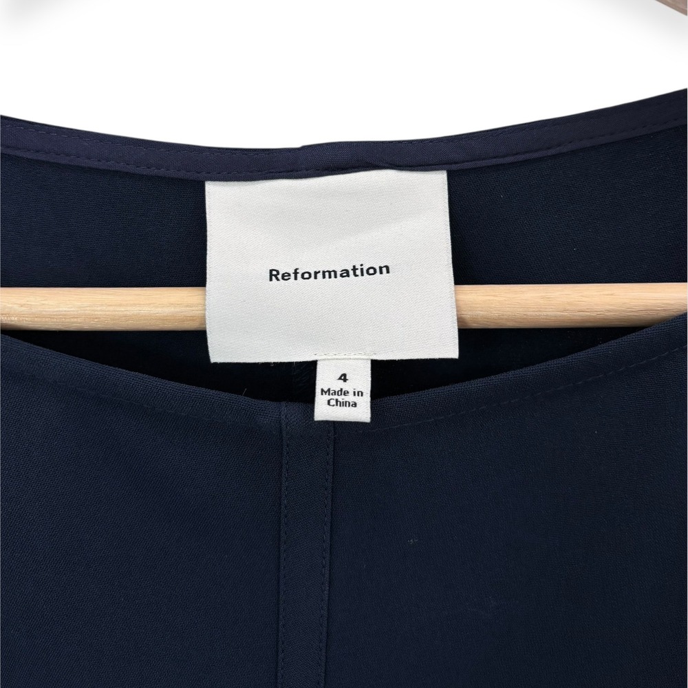 Reformation Cyra Pieced Drop-Waist Maxi Dress Navy Blue - Size 4 - Picture 11 of 16